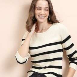 Mast & Harbour Striped Boat Neck Pullover Sweater-image-62