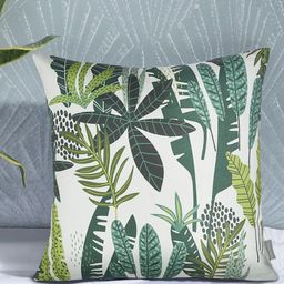 PETAL HOME White & Green Set of Single Abstract Square Cushion Covers-27
