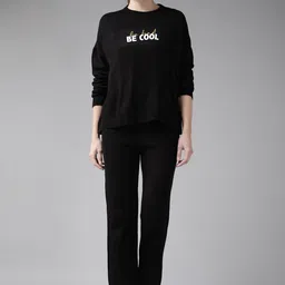 Roadster Women Black Printed Sweaters with Pyjamas-image-62