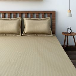 SWAYAM Beige 400 TC Cotton Double Bedsheet with 2 Pillow Covers-38