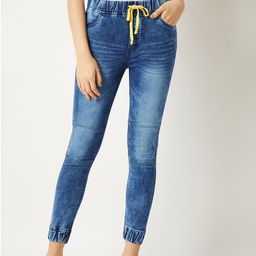 Miss Chase Women Blue Regular Fit Faded Joggers-image-99