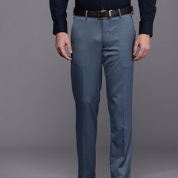 Louis Philippe Men Textured Slim Fit Formal Trousers-picture-23