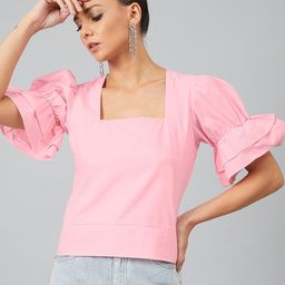Athena Women Pink Solid Top-image-20
