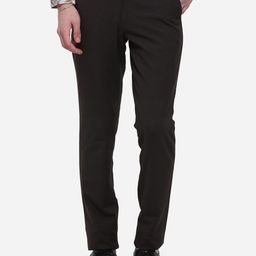 JB STUDIO Men Brown Slim Fit Checked Formal Trousers-image-88