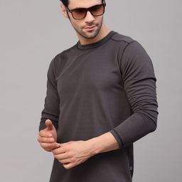 Rigo Men Charcoal Slim Fit Round Neck T-shirt-image-57