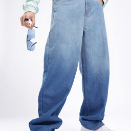 glitchez Men 90's Revival Loose Fit Heavy Fade Jeans-image-89