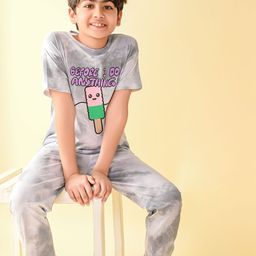 LilPicks Boys Printed Cotton Blend T-shirt With Joggers-image-1