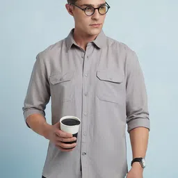 Dennis Lingo Men Solid Spread Collar Full Sleeves Regular Fit Shirt-image-6