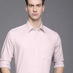 Raymond Self Design Checked Slim Fit Pure Cotton Formal Shirt-image-2