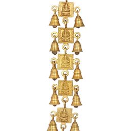 Exotic India Gold-Toned Ganesha Brass Wall Hanging Bells-image-15