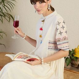 Indo Era Embroidered Pure Cotton Top With Trousers Co-Ords-picture-13