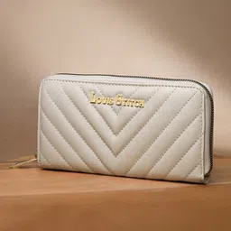LOUIS STITCH Women Beige Zipper Closure Clutch Hand Purse-15