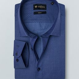 INVICTUS Men Navy Blue Slim Fit Self Design Formal Shirt-image-14