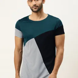 ACTOHOLIC Men Grey & Black Colourblocked Round Neck T-shirt-picture-28