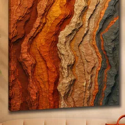 Myntra Elegant Homes Red & Mustard Abstract Canvas Wall Art-image-93