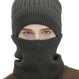 Bunnywave Unisex Charcoal Grey Solid Beanie & Neck Warmer-image-48