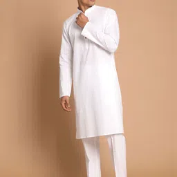 VASTRAMAY Mandarin Collar Straight Kurta with Pyjamas & Cap-picture-18