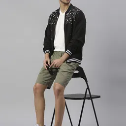 Hubberholme Men Black & White Printed Front-Open Sweatshirt-picture-1
