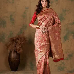 DEVATITHI Woven Design Zari Red Banarasi Silk Saree-image-46