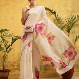 Silk Land Floral Printed Chanderi Ready to Wear Saree-18