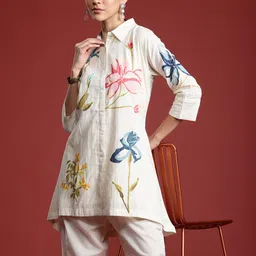 Indo Era Floral Printed Pure Cotton Kurti with Trousers-picture-15