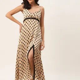Ms Lingies Gold-Toned & Black Satin Printed Baby Doll-image-94