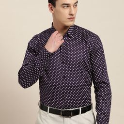 SOJANYA Men Purple & White Classic Fit Printed Formal Shirt-image-44