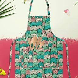 ArtzFolio Kids Green & Off White Printed Cotton Aprons-23