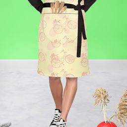 ArtzFolio Beige & Pink Printed Pure Cotton Waist Apron-23