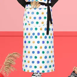 ArtzFolio White & Blue Printed Pure Cotton Waist Apron-image-64