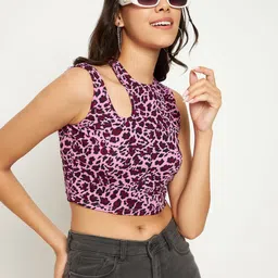 Uptownie Lite Stretchable High Neck Sleeveless Cut-Out Crop Top-image-64