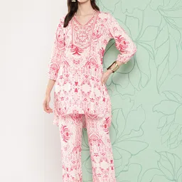 Nayam By Lakshita Embroidered Printed Tunic & Palazzos Set-image-62