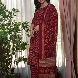 Nayo Women Burgundy Printed Kurta with Palazzos & Dupatta-picture-28