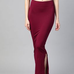 Inddus Women Maroon Knitted High Compressed Seamless Saree Shapewear-image-6