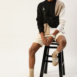 Kook N Keech Men Black & Beige Colourblocked Pullover-picture-41