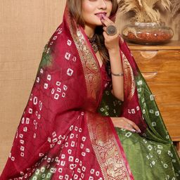 Bandhanivilla Tie And Dye Zari Art Silk Bandhani Saree-picture-10