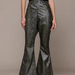 bebe Women All Day Animal Skin Textured High-Rise Trousers-image-42