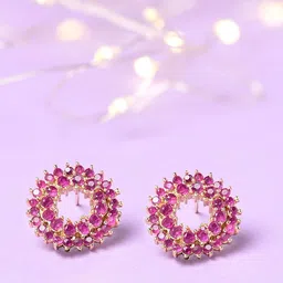 Zaveri Pearls Women Pink Contemporary Studs Earrings-10