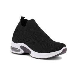 London Rag Women Black Woven Design Slip-On Sneakers-image-91