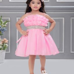 Ministitch Girls Embellished Organza Fit & Flare Dress-34