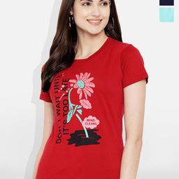 Fabflee Women Multicoloured 3 Printed V-Neck T-shirt-picture-11