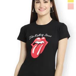 Fabflee Women Multicoloured 3 Printed V-Neck T-shirt-picture-48