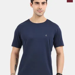 ARDEUR Men Maroon & Navy Blue Set Of 2 Cotton T-shirt-image-23