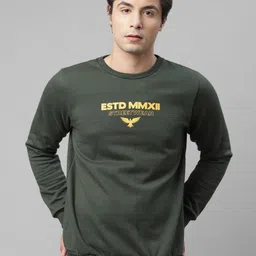 Rigo Men Green & Yellow Typography Printed Sweatshirt-16