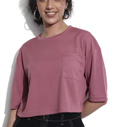 Dressberry Basics The Box Effect Pocketed Boxy Crop T-shirt-image-37