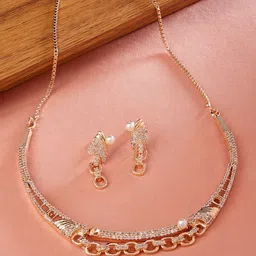 AMI Rose Gold-Plated & White CZ-Studded Jewellery Set-58