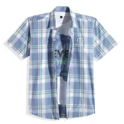 CHARCHIT Boys Tartan Checks Casual Shirt With T-Shirt-image-10