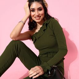 Veni Vidi Vici Women Lovely Olive Solid Jumpsuit-picture-16