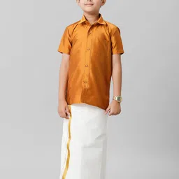 Ramraj Boys Shirt Collar Shirt with Adjustable Veshti-picture-12