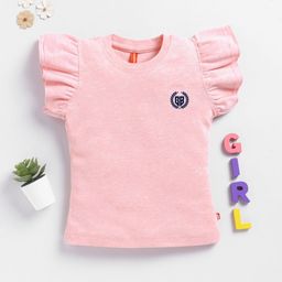 Here&Now X Game Begins Brand Logo Flutter Sleeve Cotton Top-image-46